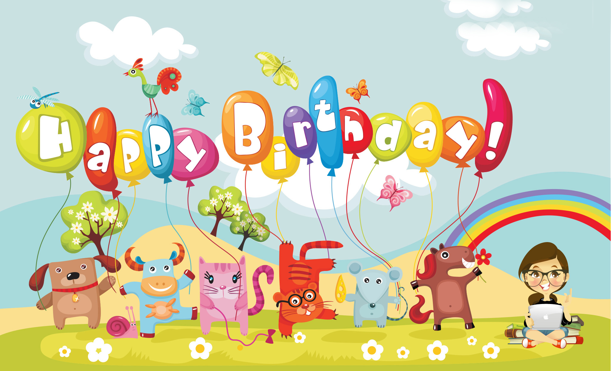 Happy Birthday Celebration HD Cartoon 7028 Wallpaper WallpapersTube