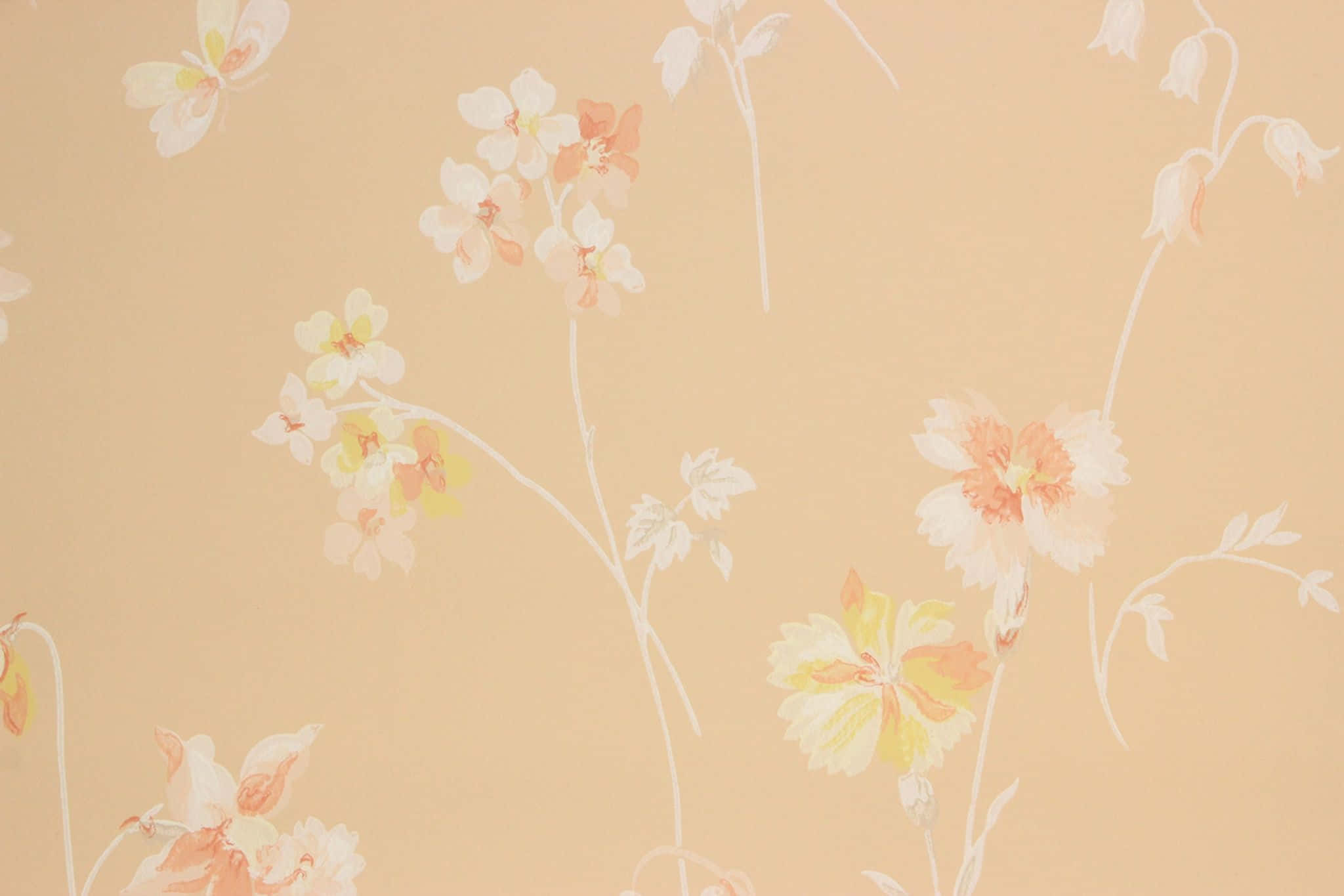 Vintage Peach Flowers Wallpaper