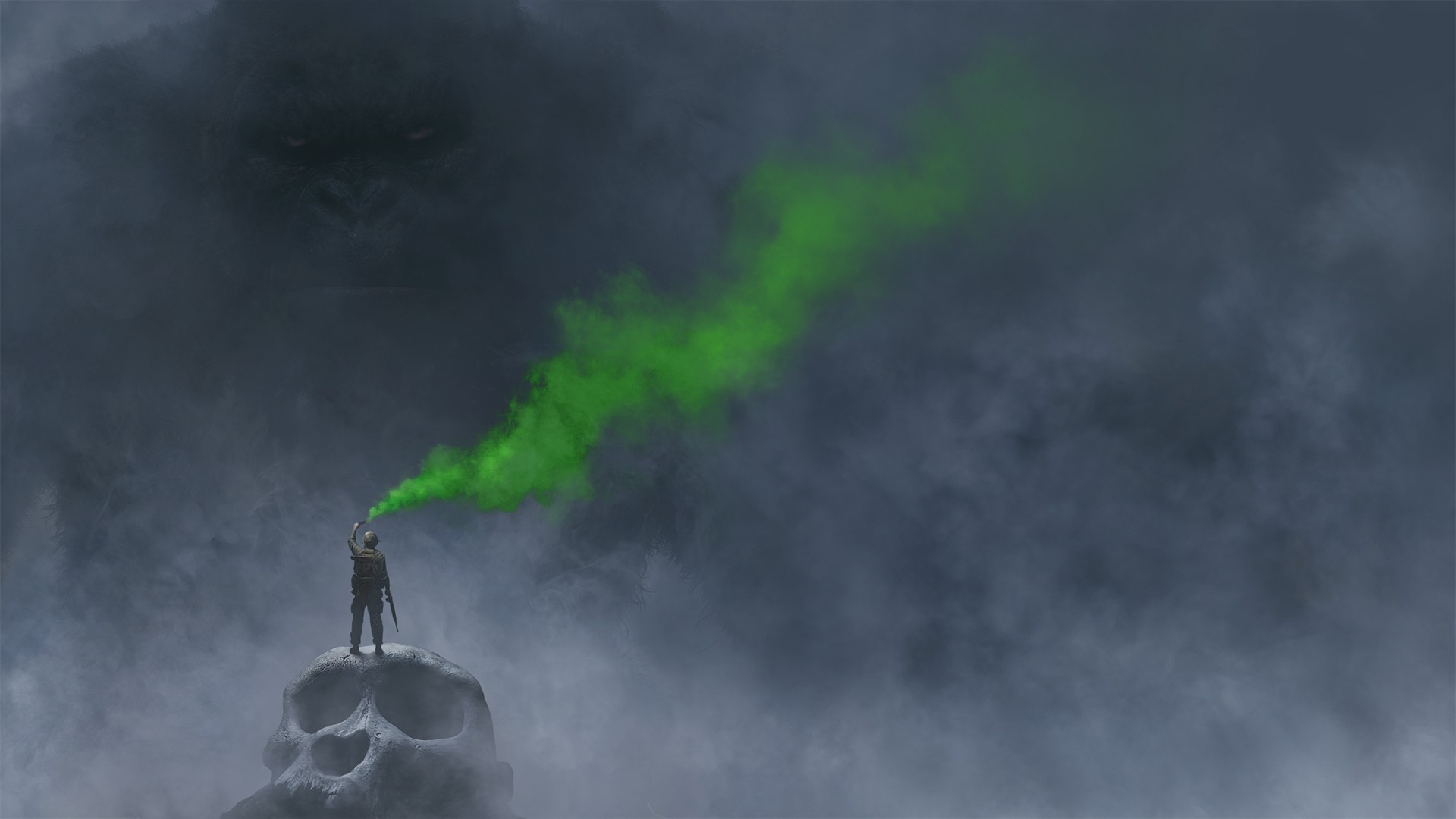 Kong Skull Island Green Smoke Wallpaper For