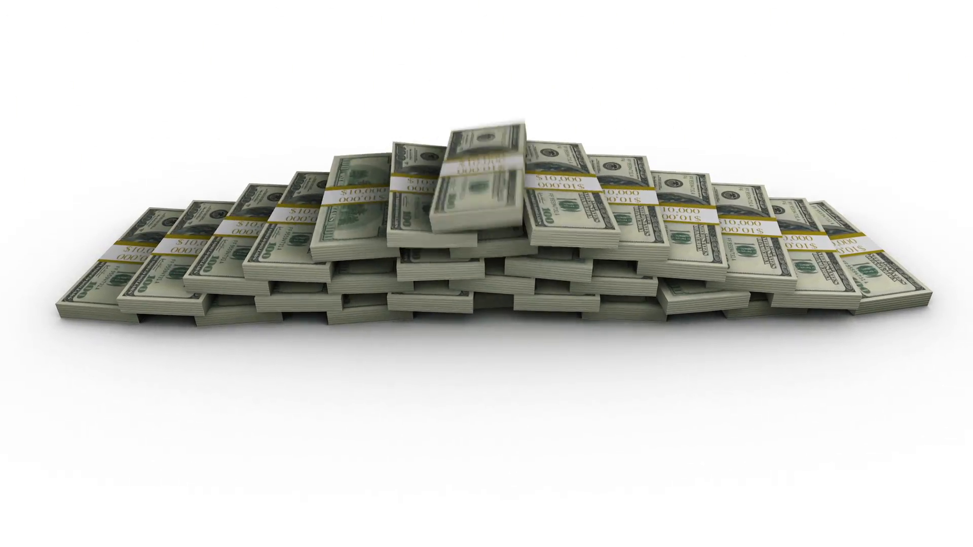 Stacks Of Dollar Bills Build Into Pyramid Motion Background