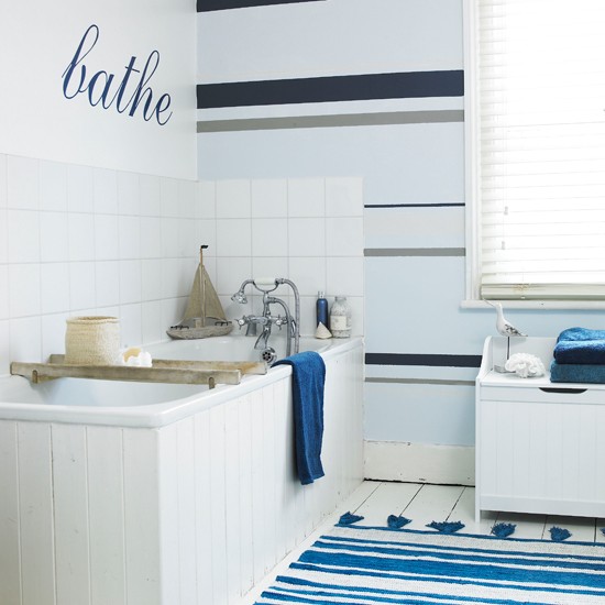Nautical Striped Bathroom Wallpaper