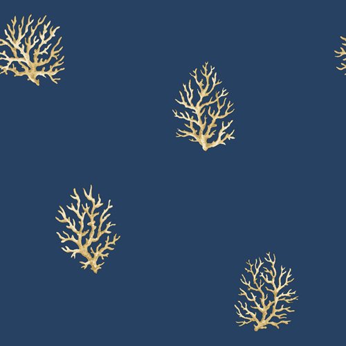 Waverly Coral Companion Wallpaper Navy Blue Inch Wide