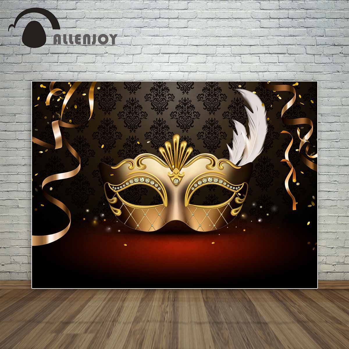 Allenjoy Masquerade Party Beautiful Mask On Damask Background