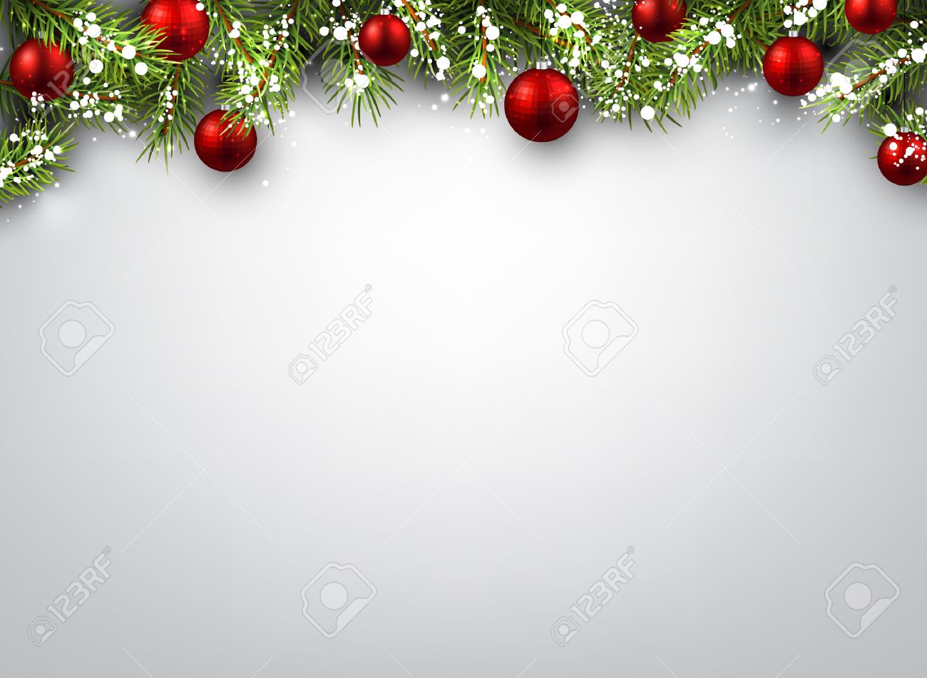 Christmas Background With Fir Branches And Red Balls Royalty