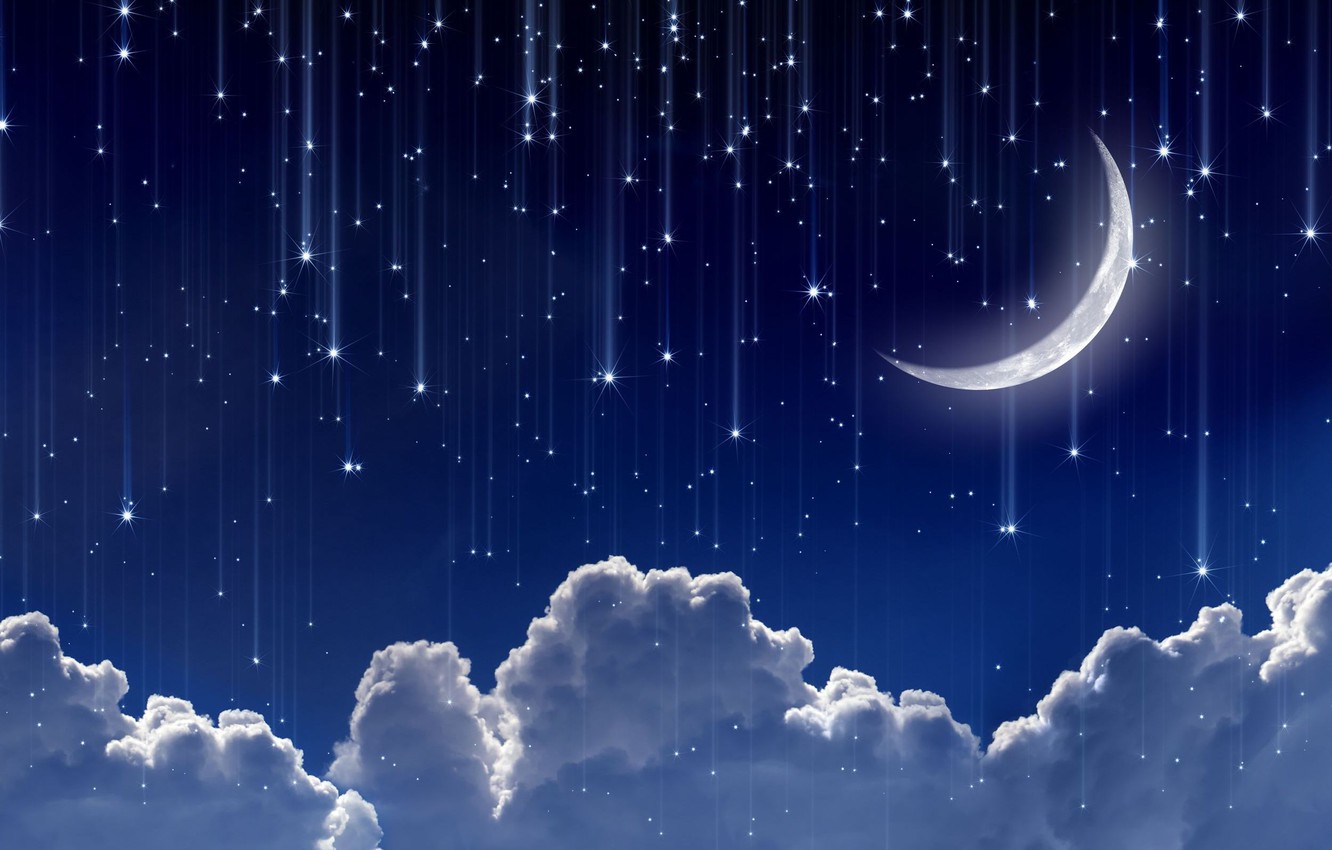Wallpaper The Sky Space Stars Clouds Night Lights Background