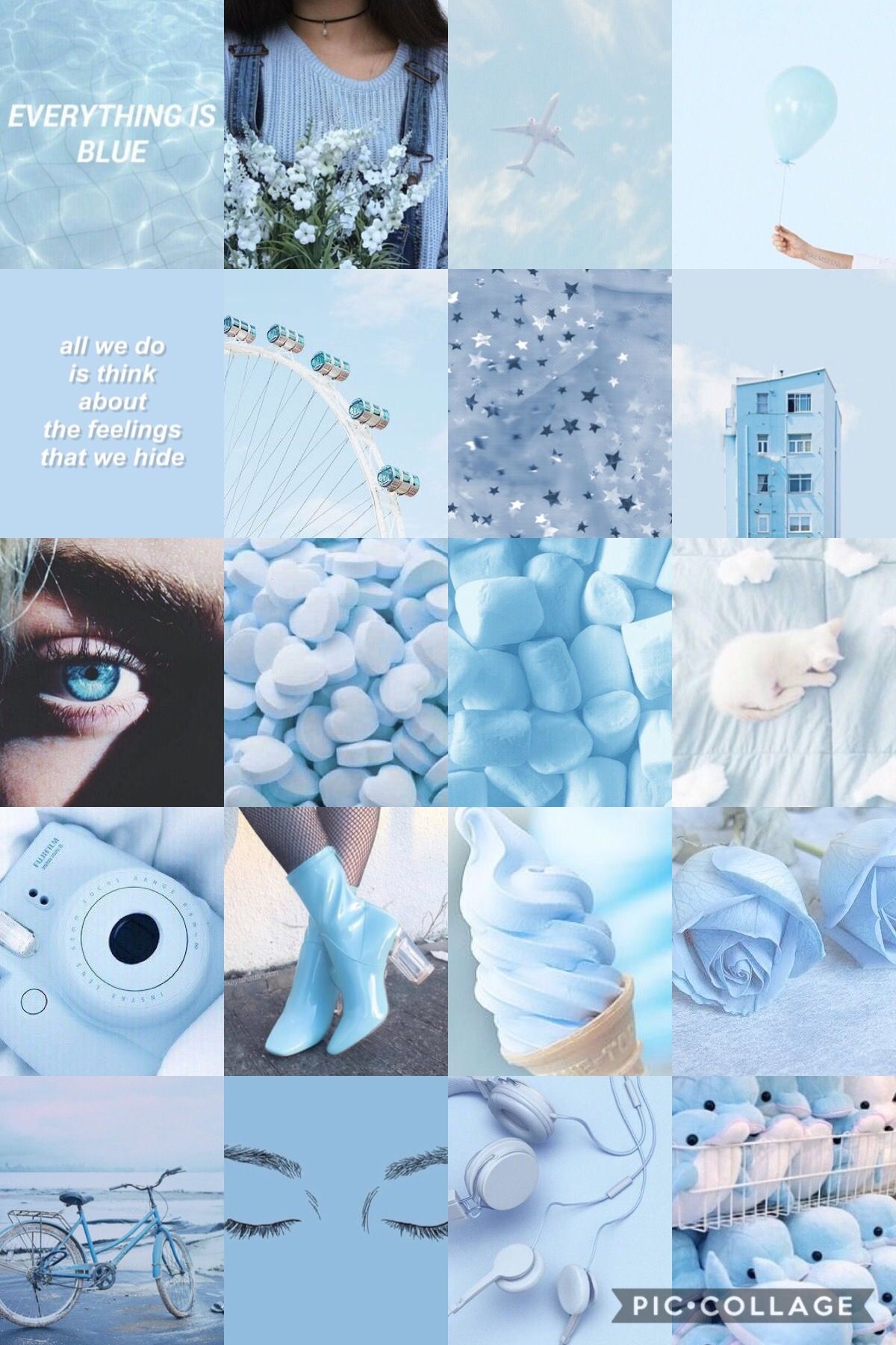 Light Blue Aesthetics Collage Wallpaper On