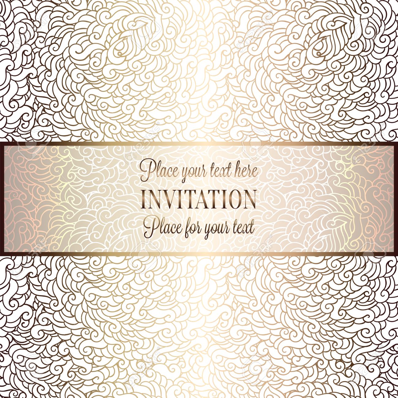 Romantic Background With Luxury Holographic Gold Vintage Frame