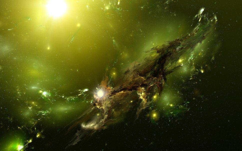 Green Galaxy Space Nebula Wallpaper