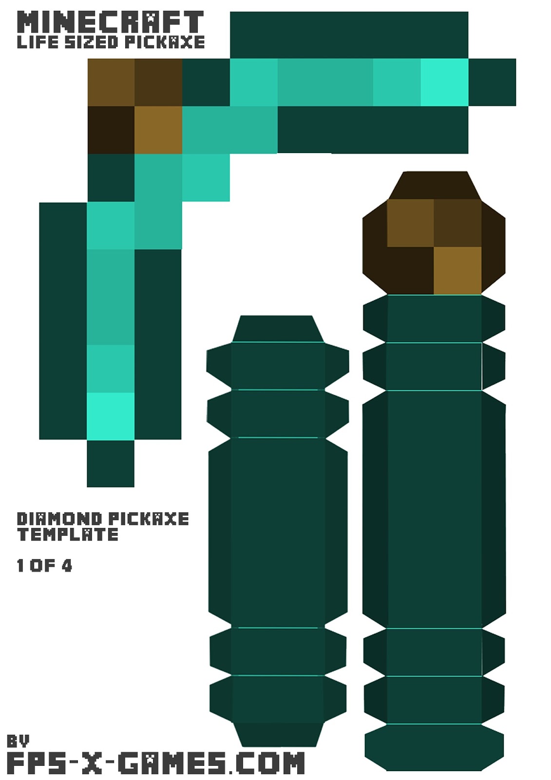 download-minecraft-life-sized-diamond-pickaxe-printable-papercraft