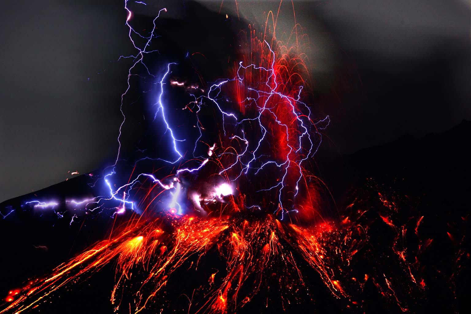 Volcanic Lightning Desktop Wallpaper All White Background