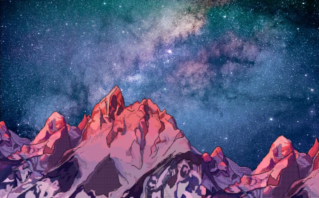 Galaxy Background Mountains 80s Wallpaper Aesthetic