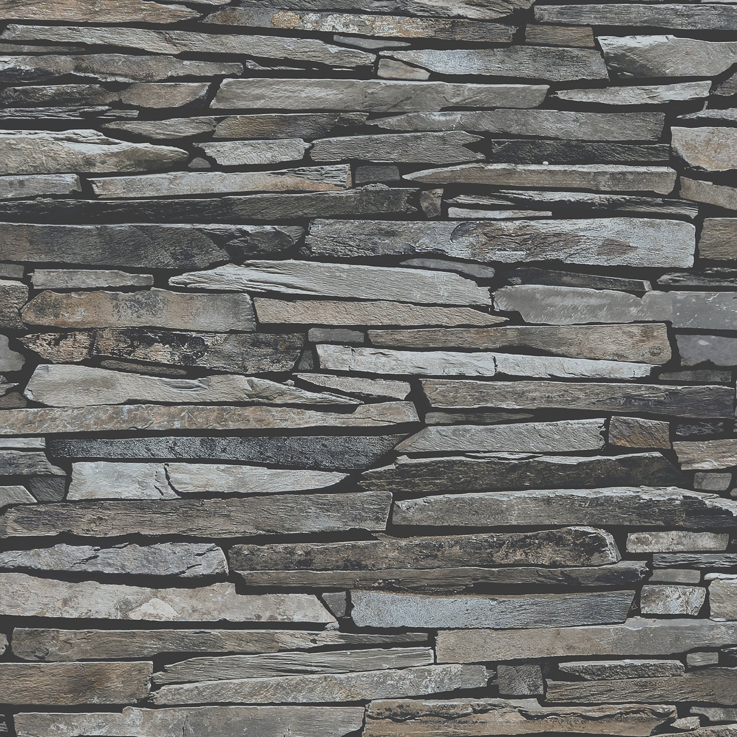 Rustic Stone Wall Wallpaper Gray