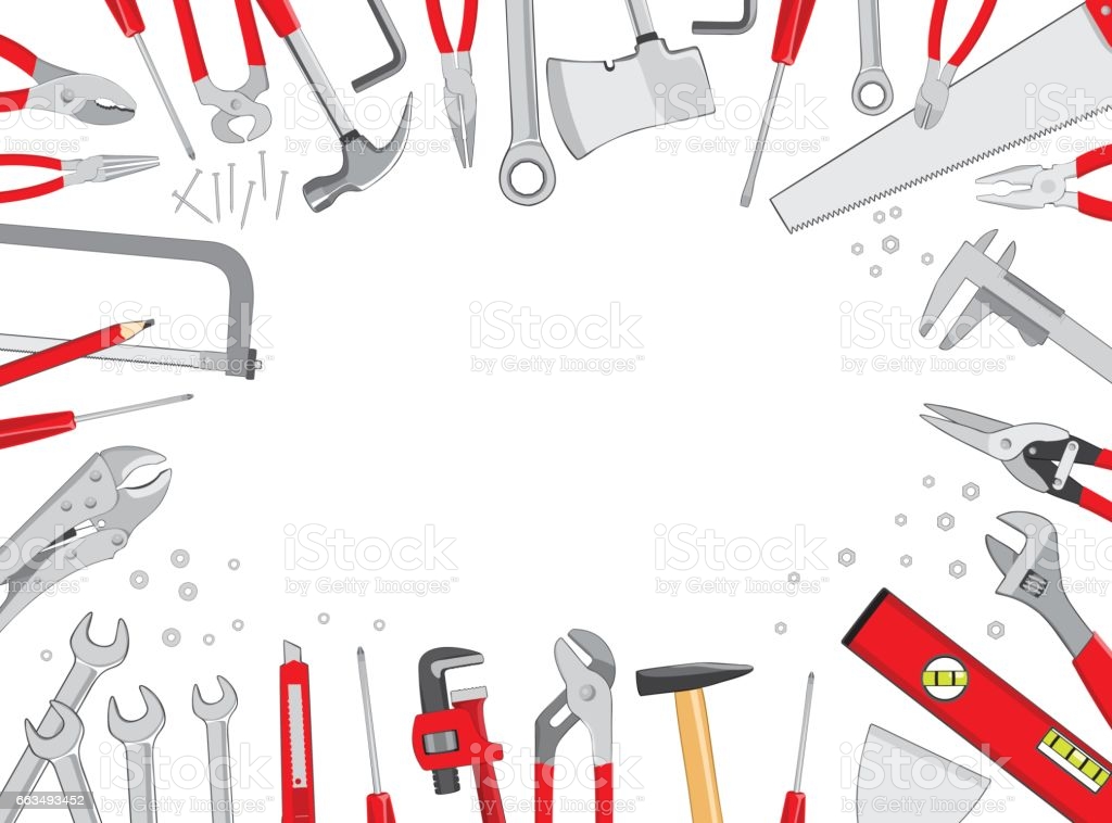 Working Tools On White Background Stock Illustration
