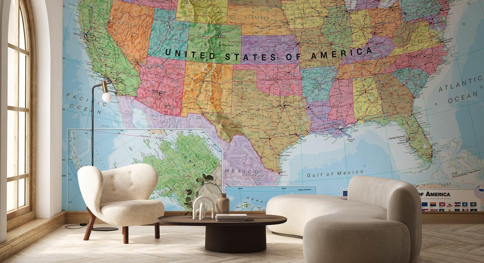Political Usa Map High Quality Wall Murals With Shipping
