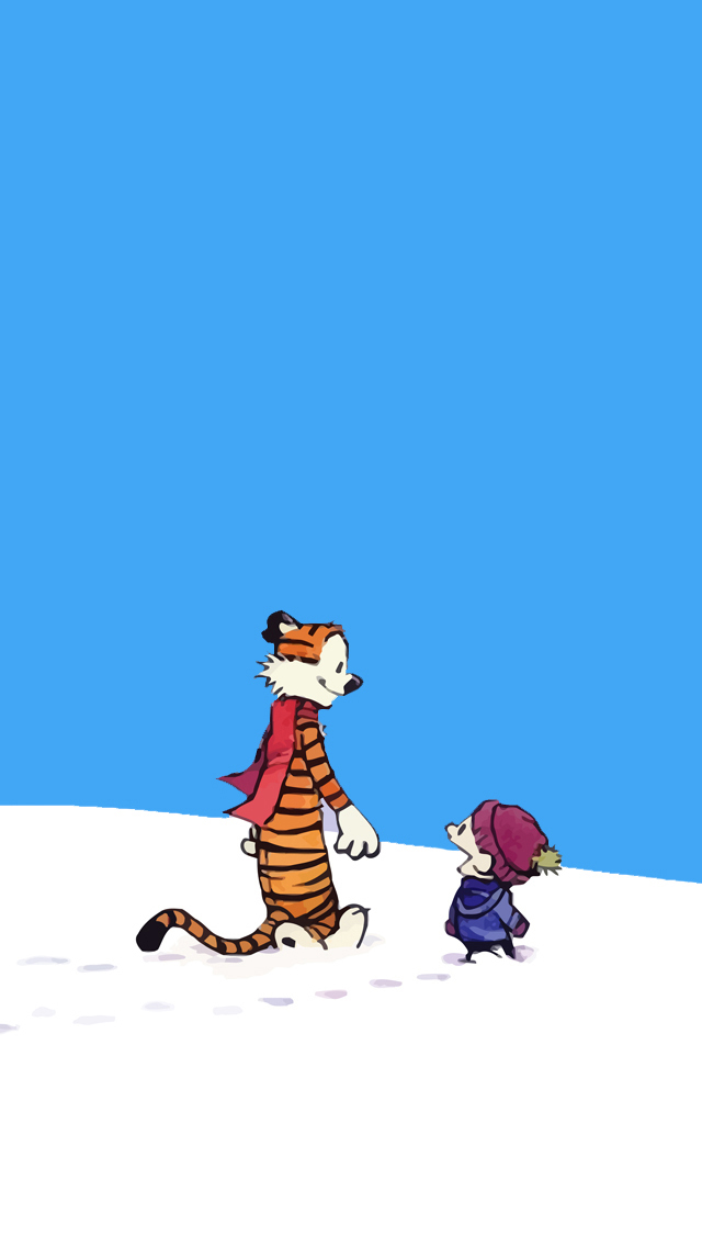 Calvin And Hobbes In The Snow iPhone Wallpaper
