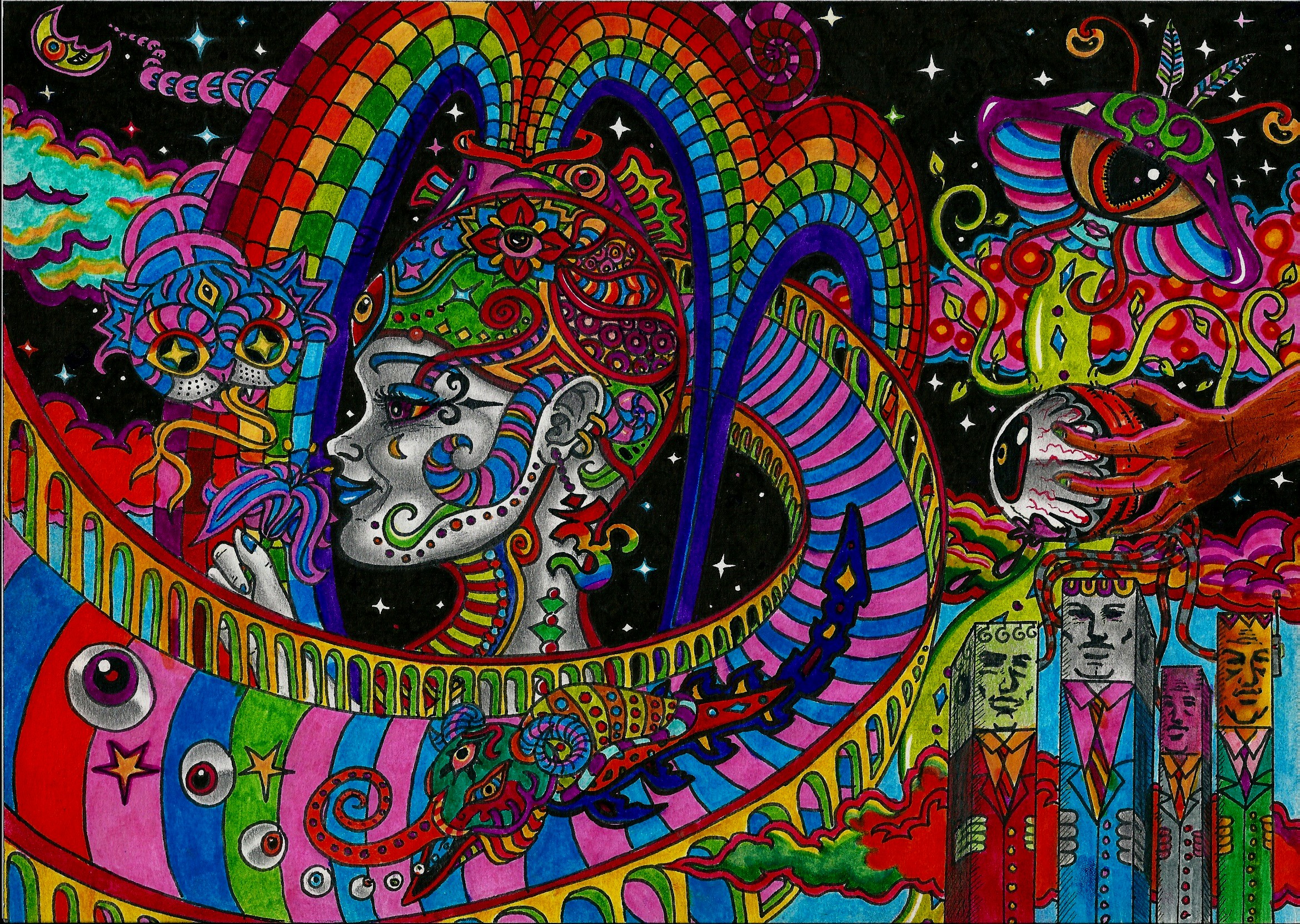 Acid Flo Traditional Art Drawings Psychedelic Open