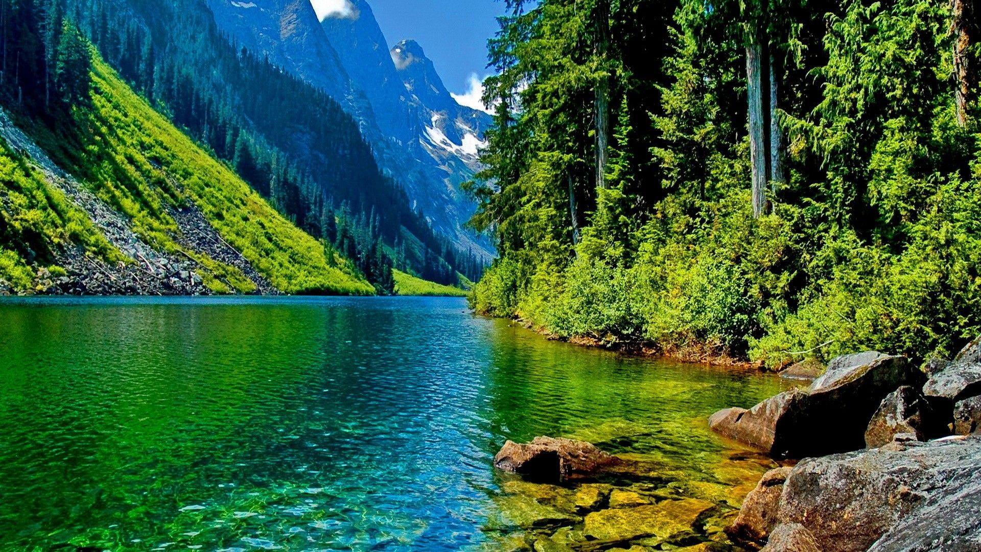 Mountain River Wallpaper Top Background
