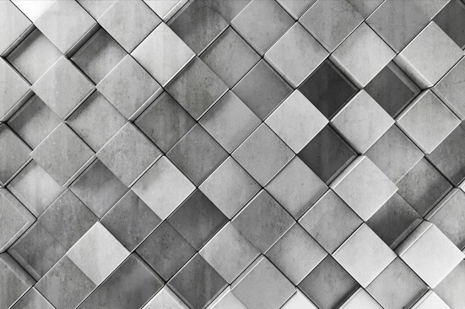 Retro Grey Wallpaper 3d Cube Stone Wall Restaurant Cafe Mural
