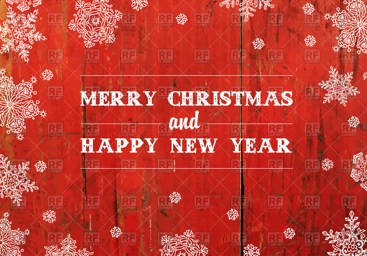Merry Christmas And Happy New Year Greeting Card With Snowflakes