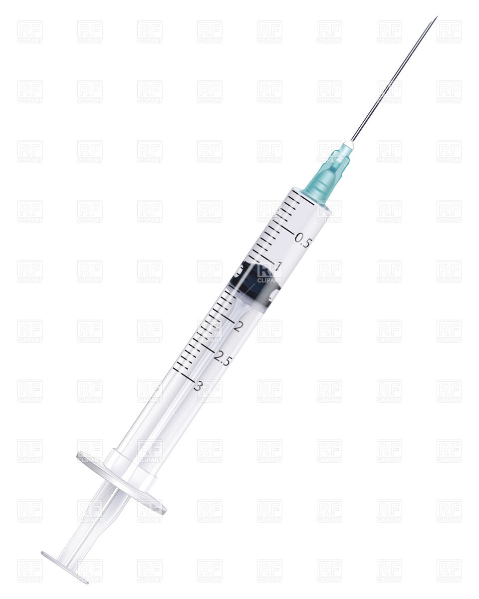 Realistic Syringe With Needle Isolated On White Background Vector