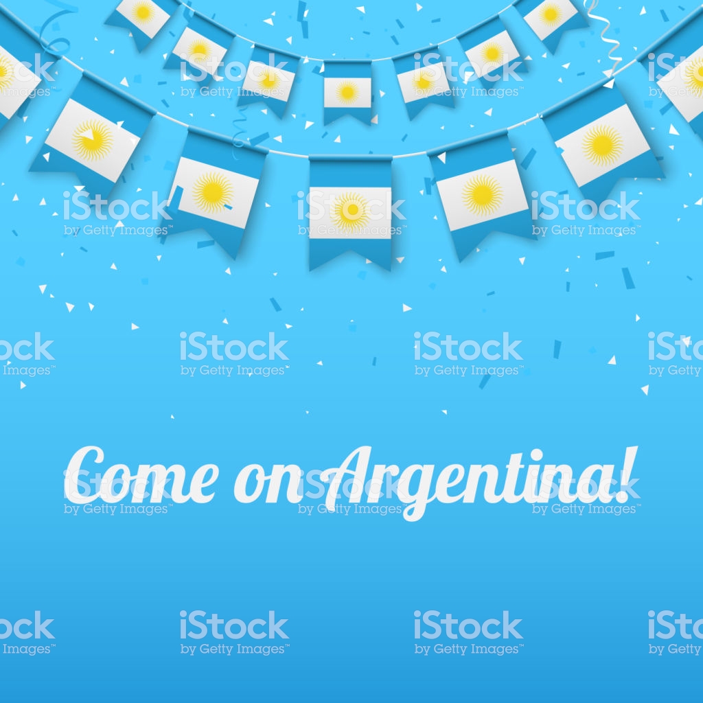 E On Argentina Background With National Flags Stock