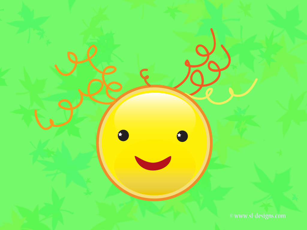 Smiley face on green   desktop wallpaper