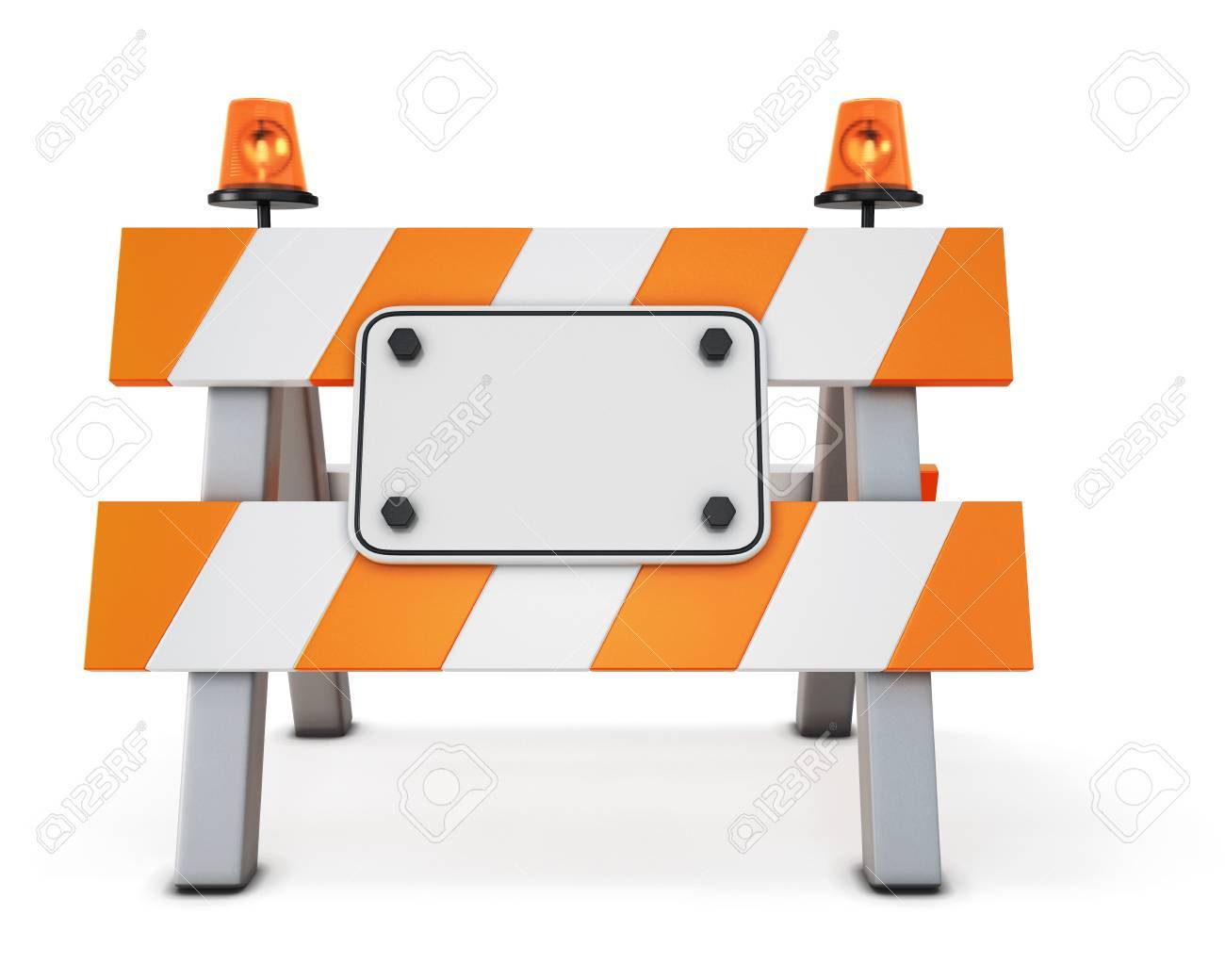 Road Closed Barricade Isolated On White Background 3d