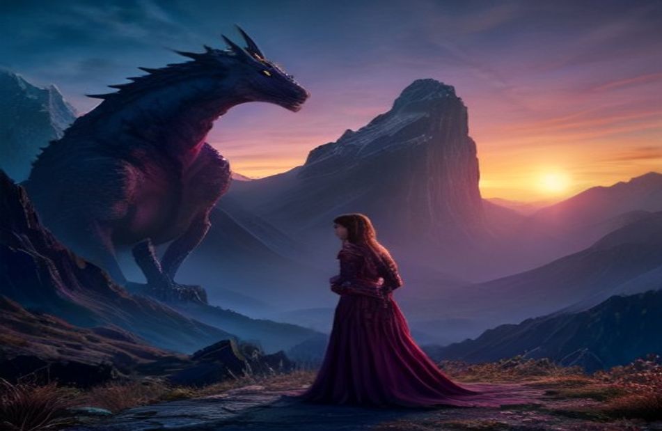 Woman And Dragon Wallpaper