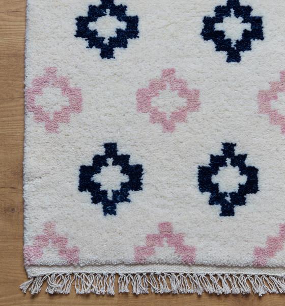 Blush And Navy Medallion Moroccan Rug