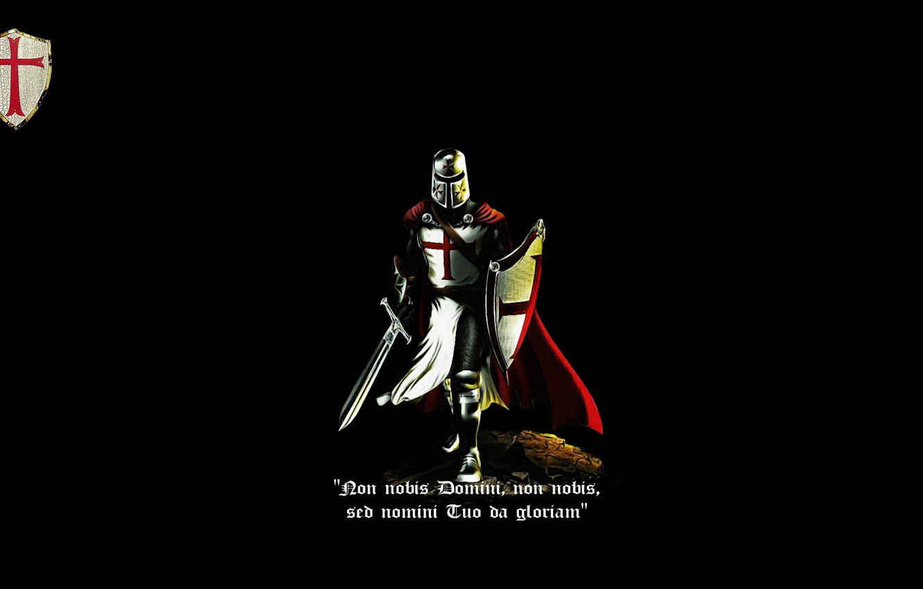 Wallpaper Red Sword Black Cross Shield Knight Crusader