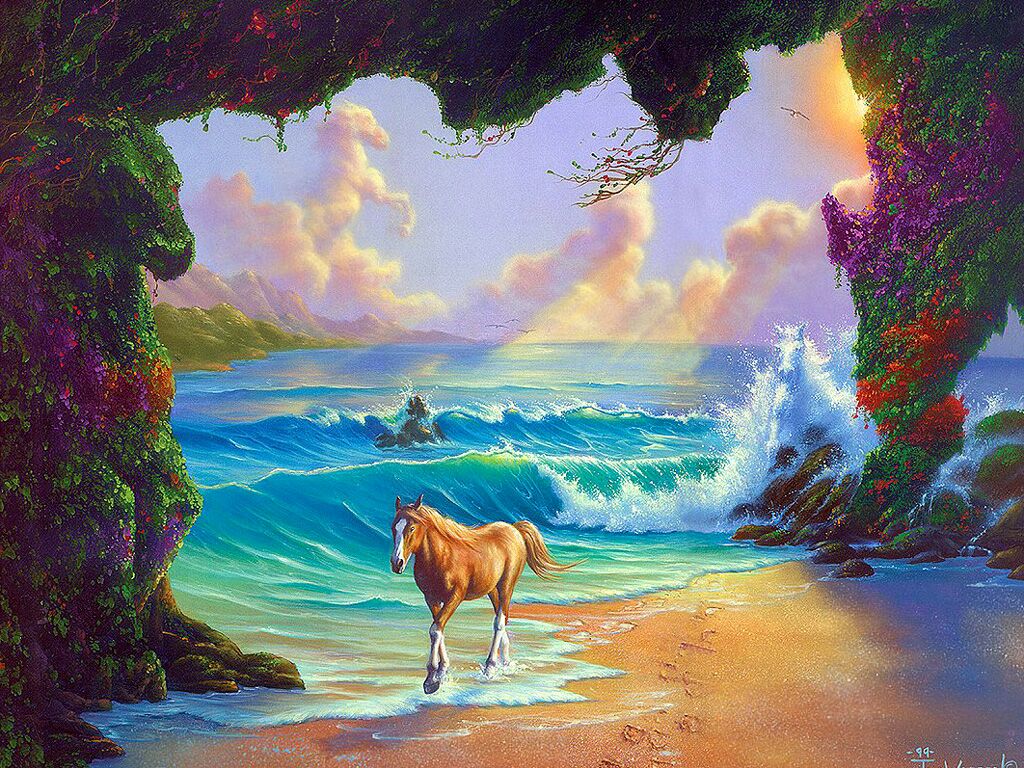 Jim Warren Horse By The Waves   Fantasy Landscapes