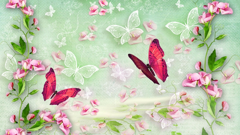 Firefox Persona Sweet Peas And Butterflies Nature Flowers HD Wallpaper