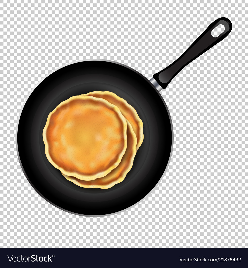 Pancakes In Frying Pan Transparent Background Vector Image