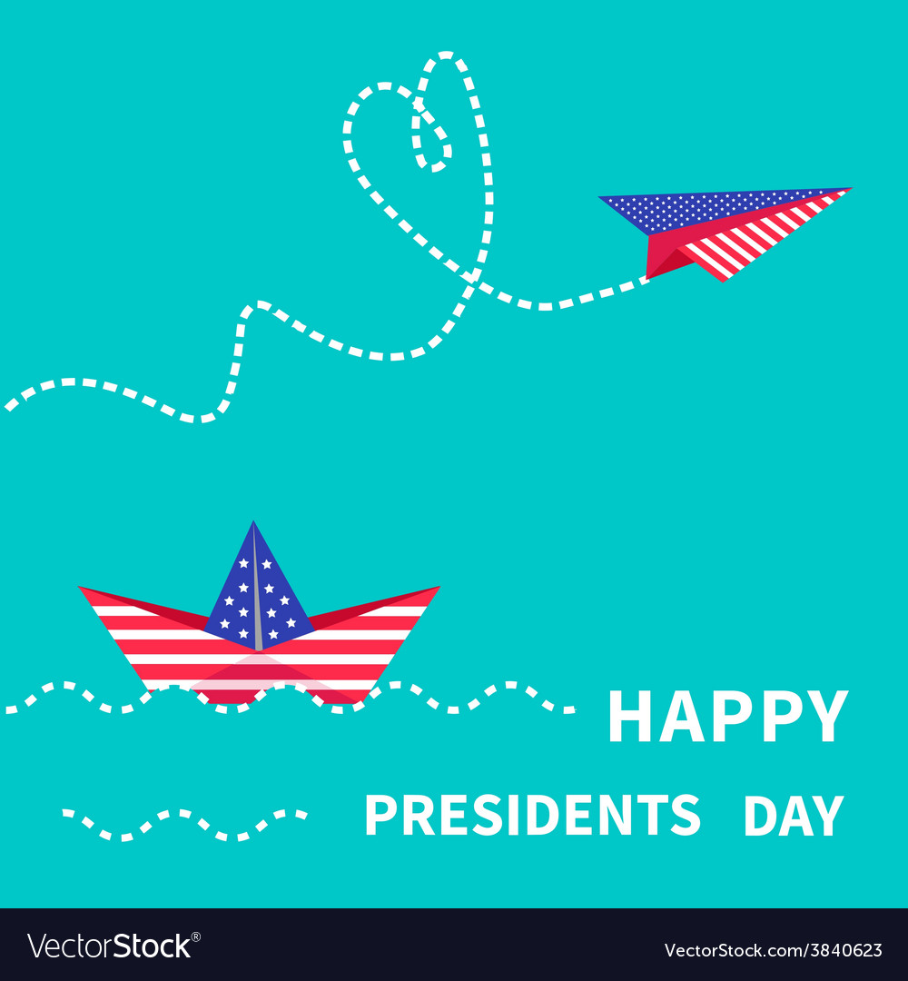 Presidents Day Background Paper Boat And Vector Image