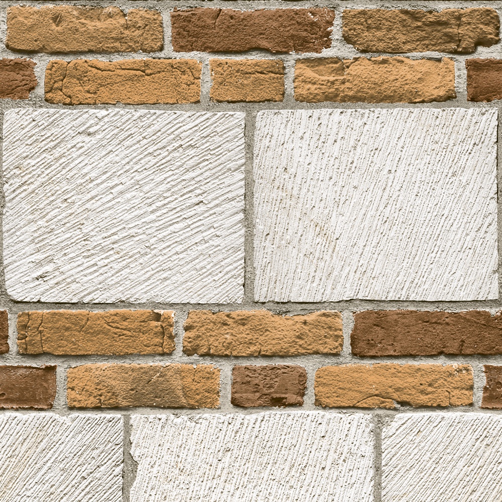 It Large Brick Faux Stone Wall Embossed Blown Vinyl Wallpaper J64807