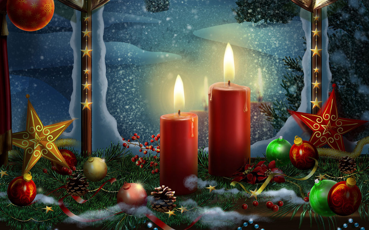 Christmas Candles HD Wallpaper Holiday