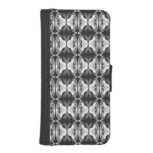 Art Deco Wallpaper Pattern Black And White iPhone Wallet Case