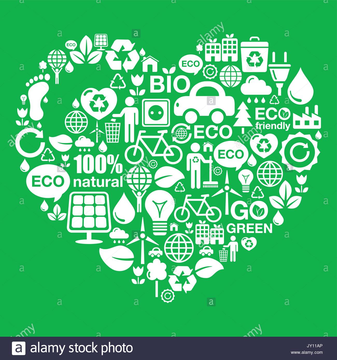 Eco Green Heart Shape Background Ecology Recycling Concept I