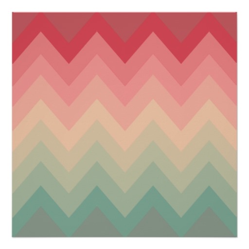 Pastel Red Pink Turquoise Ombre Chevron Pattern