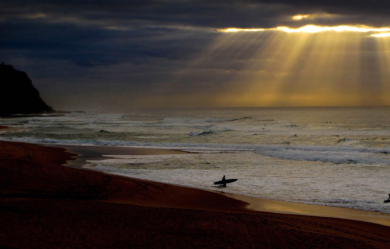 Wallpaper Sea Clouds Rays Sport Australia Surfer Newcastle