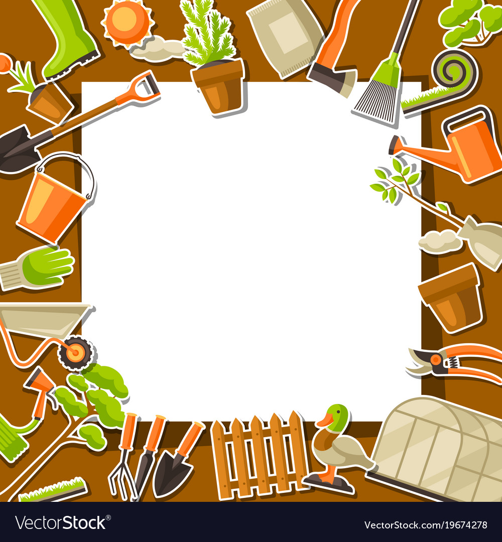 Background With Garden Tools And Items Season Vector Image