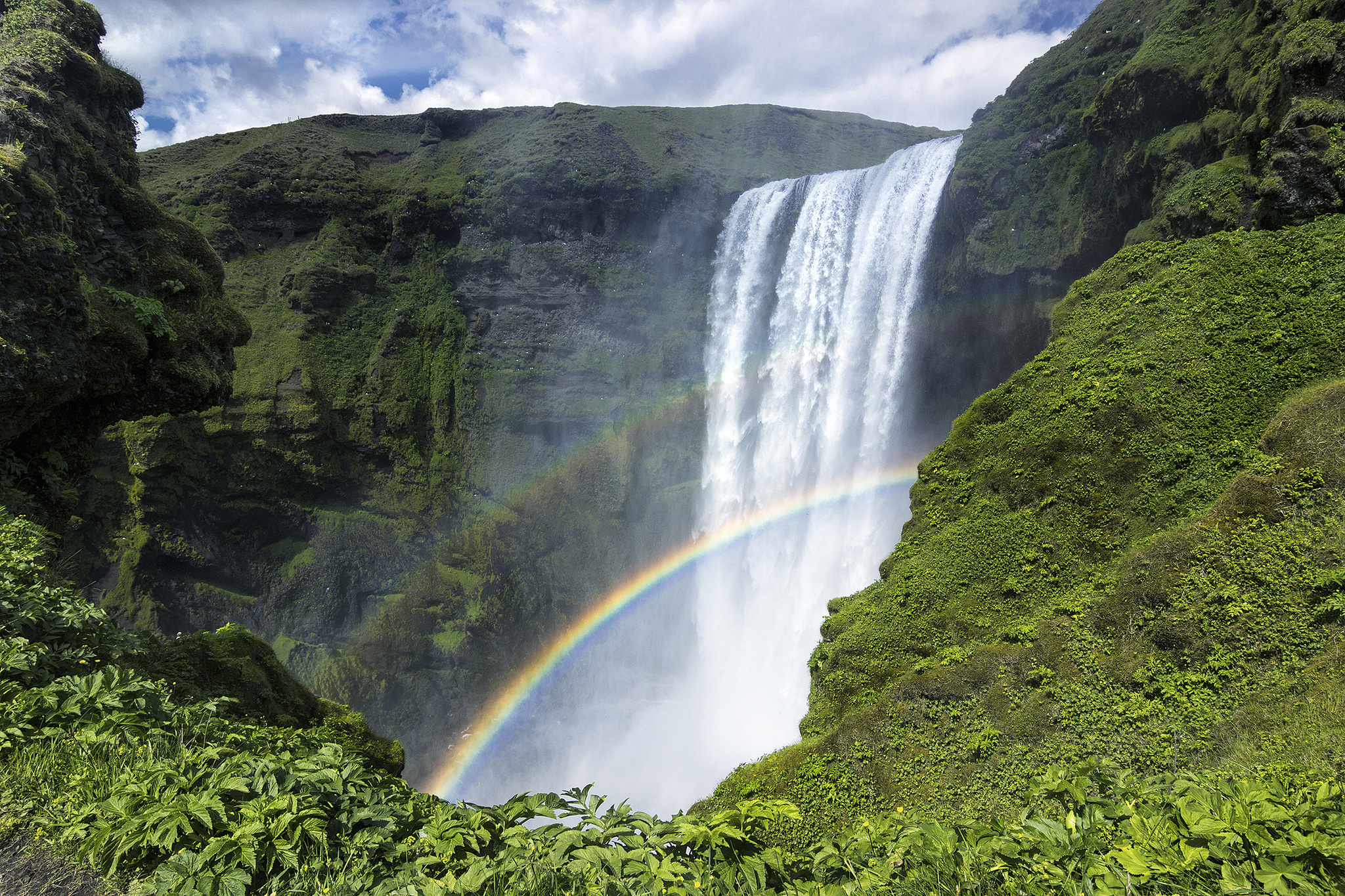 Iceland Rainbow Rock Waterfall G Wallpaper