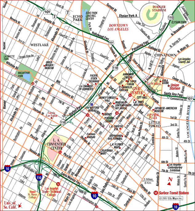 Permalink Road Map Of Los Angeles Downtown California