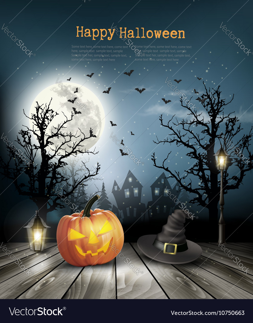Scary Halloween background with a old paper Vector Image 847x1080