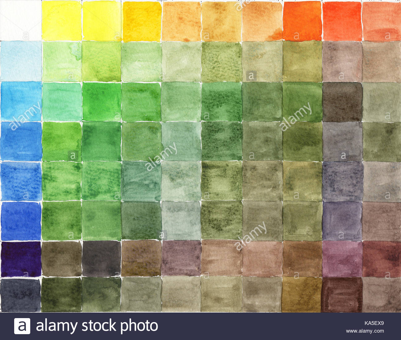 Colorful watercolor palette background Stock Photo