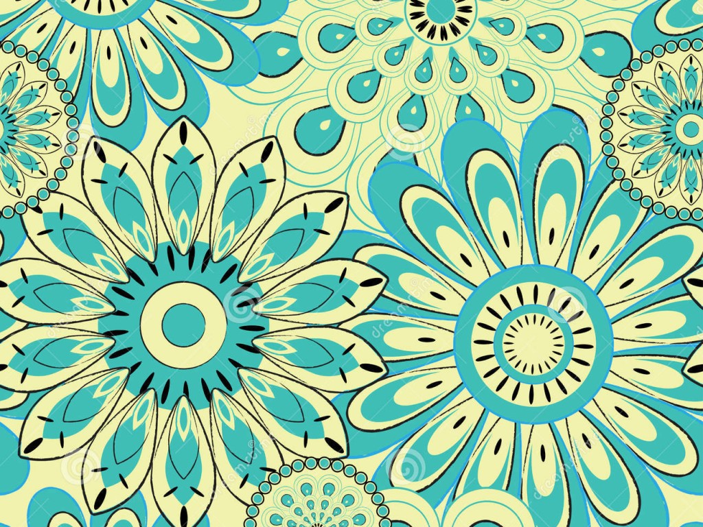 Floral pattern watercolor blue pattern floral wallpaper  TenStickers