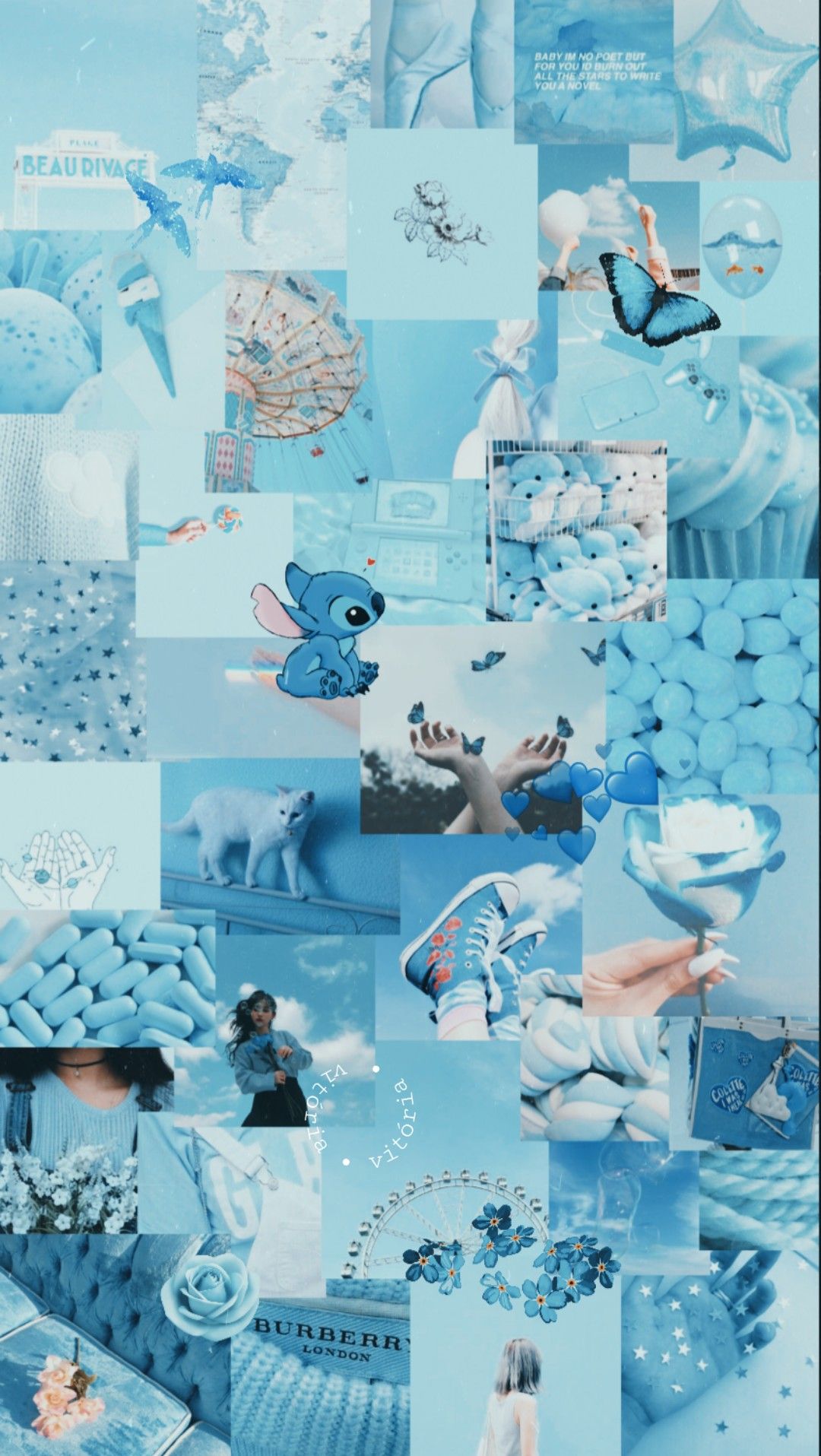 Kawaii Aesthetic Pastel Blue Background Roo Wallpaper