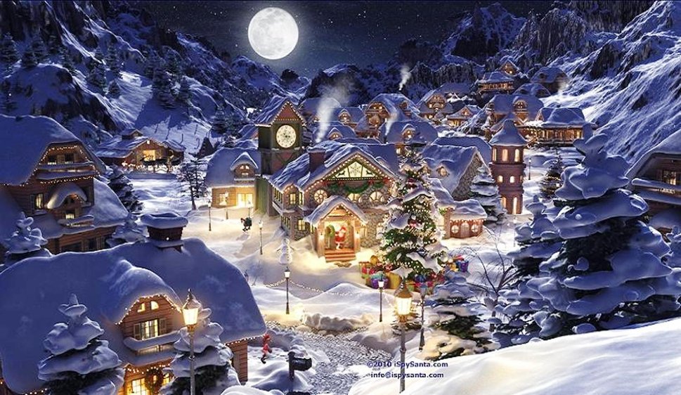 Christmas Village Santa Claus Sleigh 4K Wallpaper iPhone HD Phone 5780h