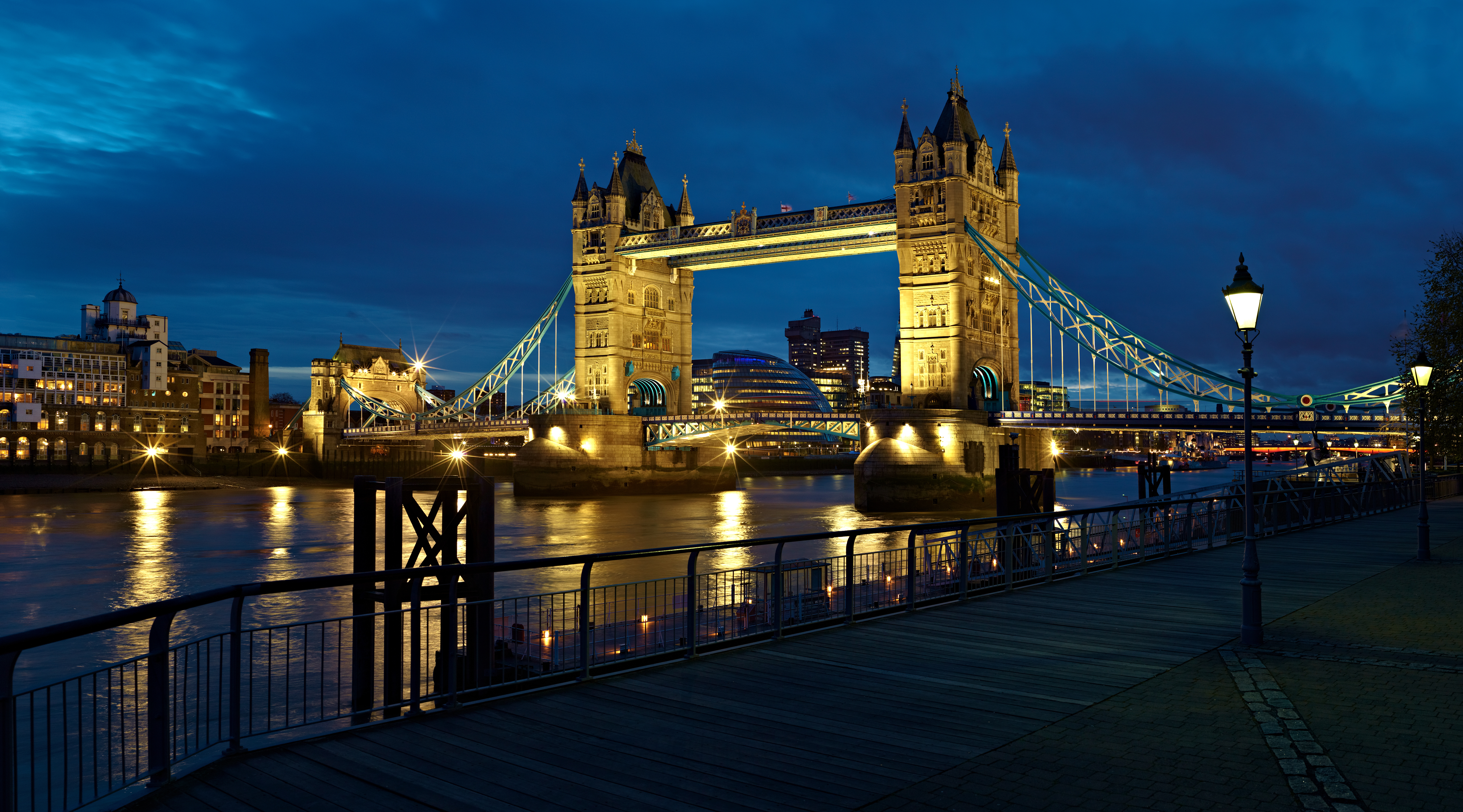 London England City Night Light River Thames Uk Tower Bridge Lantern