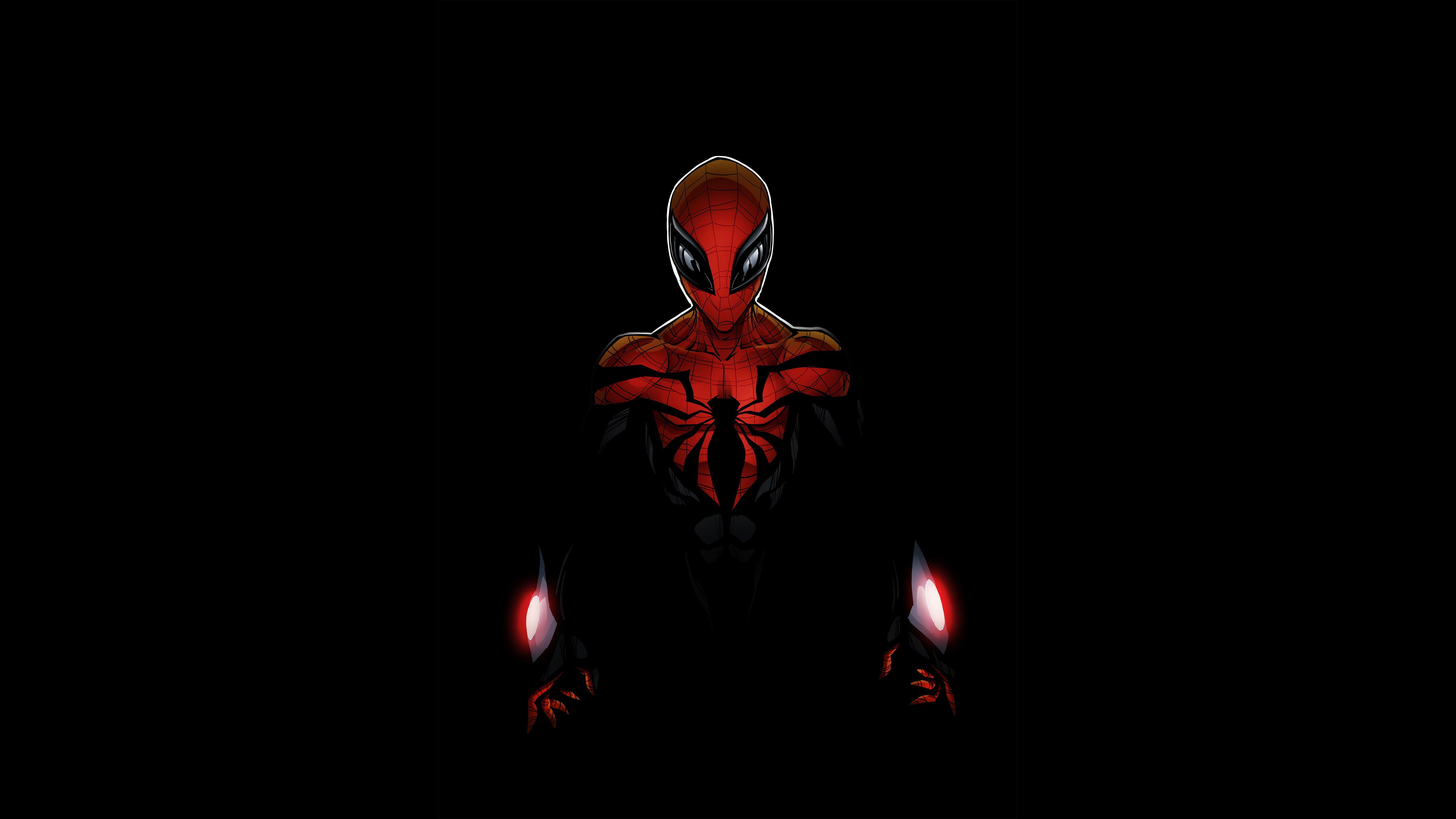 Spider Man Black Marvel Ics 5k Minimal Wallpaper